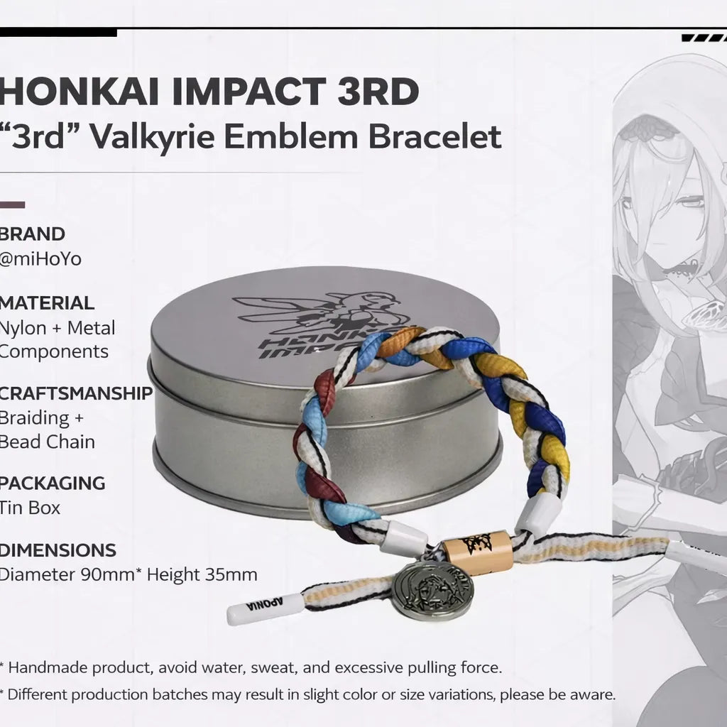 Honkai Impact 3rd Valkyrie Impression Braided Bracelet Tin Box Packaging