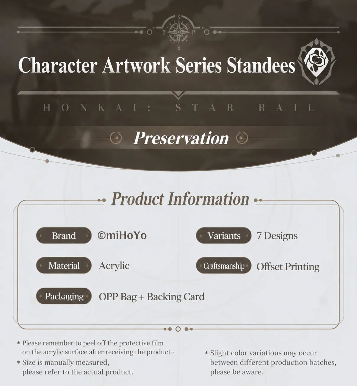 Honkai: Star Rail Character Artwork Series Preservation Acrylic Standees product information