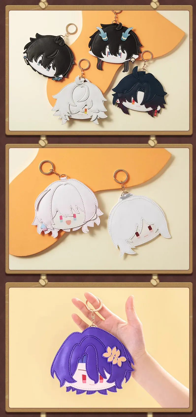 Honkai Star Rail Chibi Doll Series PU leather card holders with character shaped designs