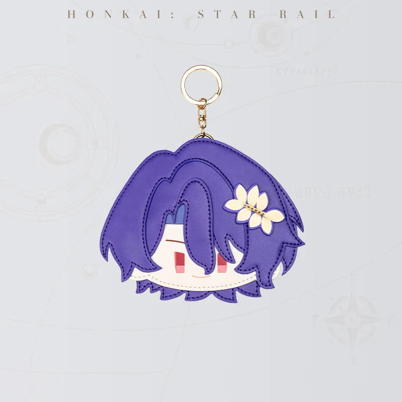 Honkai Star Rail Dr. Ratio Chibi Doll Series card holder featuring purple hair and floral decoration