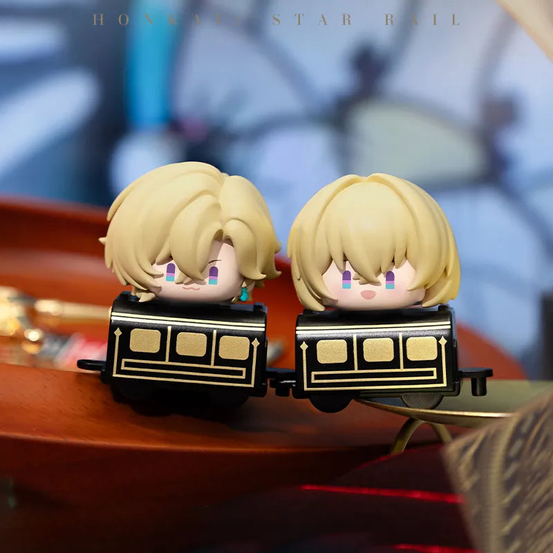 Honkai: Star Rail chibi figures with connectable train-themed bases