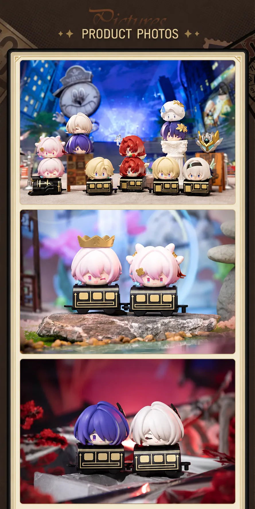 Honkai: Star Rail Chibi Stack-Up figures displayed in connected train formations