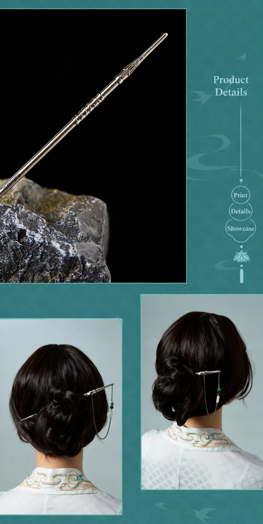 Dan Heng Imbibitor Lunae Hair Stick polished pointed end and engraved metallic details