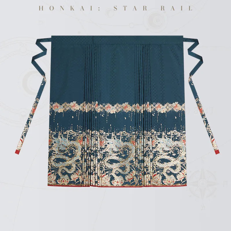 Dan Heng Imbibitor Lunae Impression Series One-Piece Mamian Skirt with jacquard fabric and adjustable waist ties