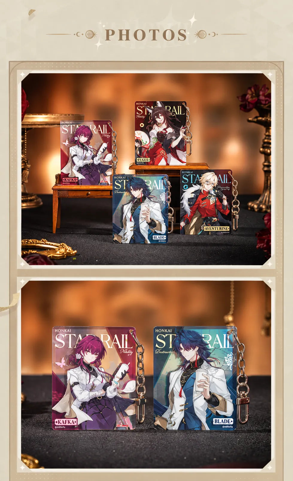 Kafka, Blade, Aventurine, and Fugue Acrylic Charms product display