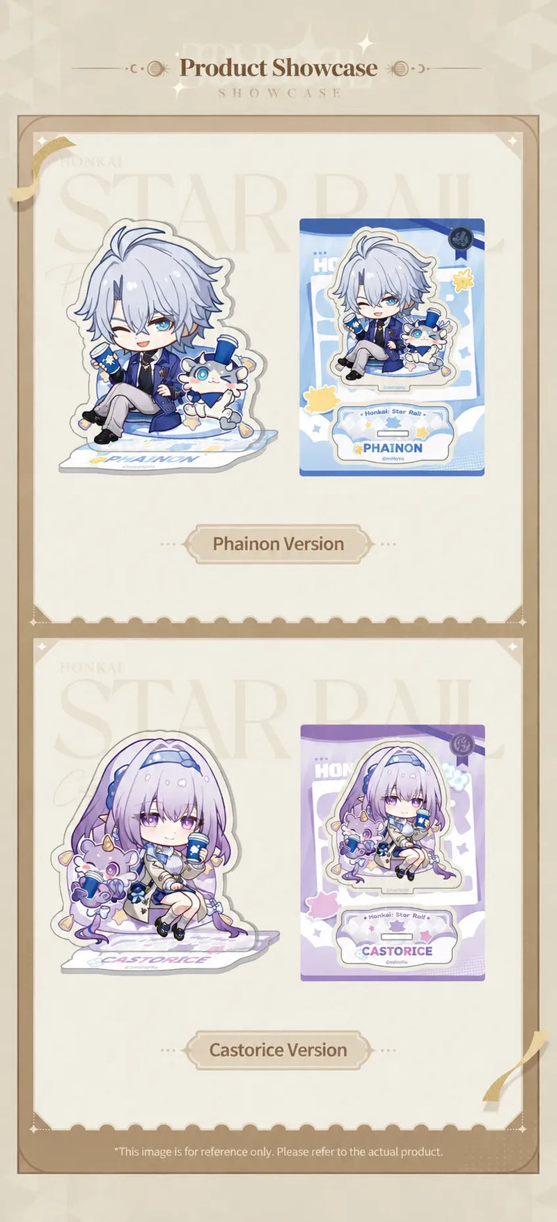Express Travel Notes Phainon and Castorice Chibi Acrylic Standee display