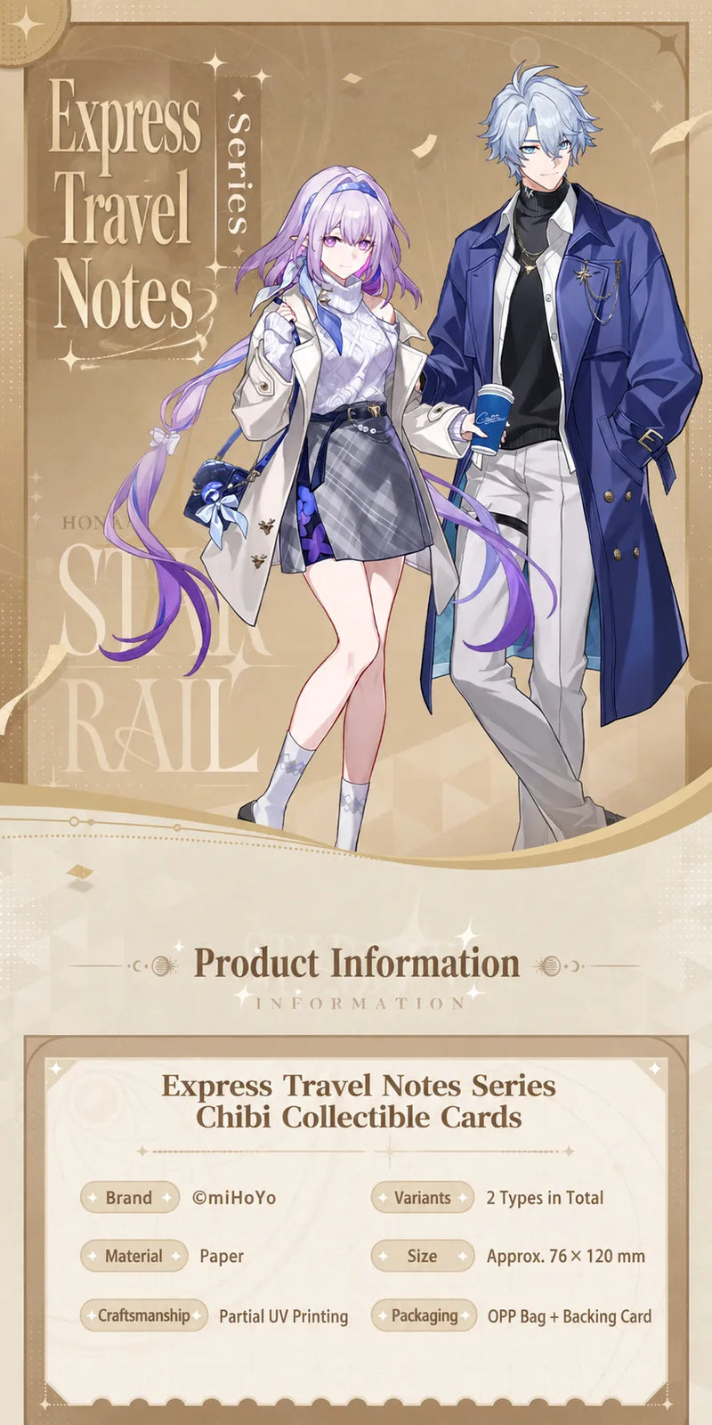 Phainon and Castorice Chibi Collectible Cards front and back designs