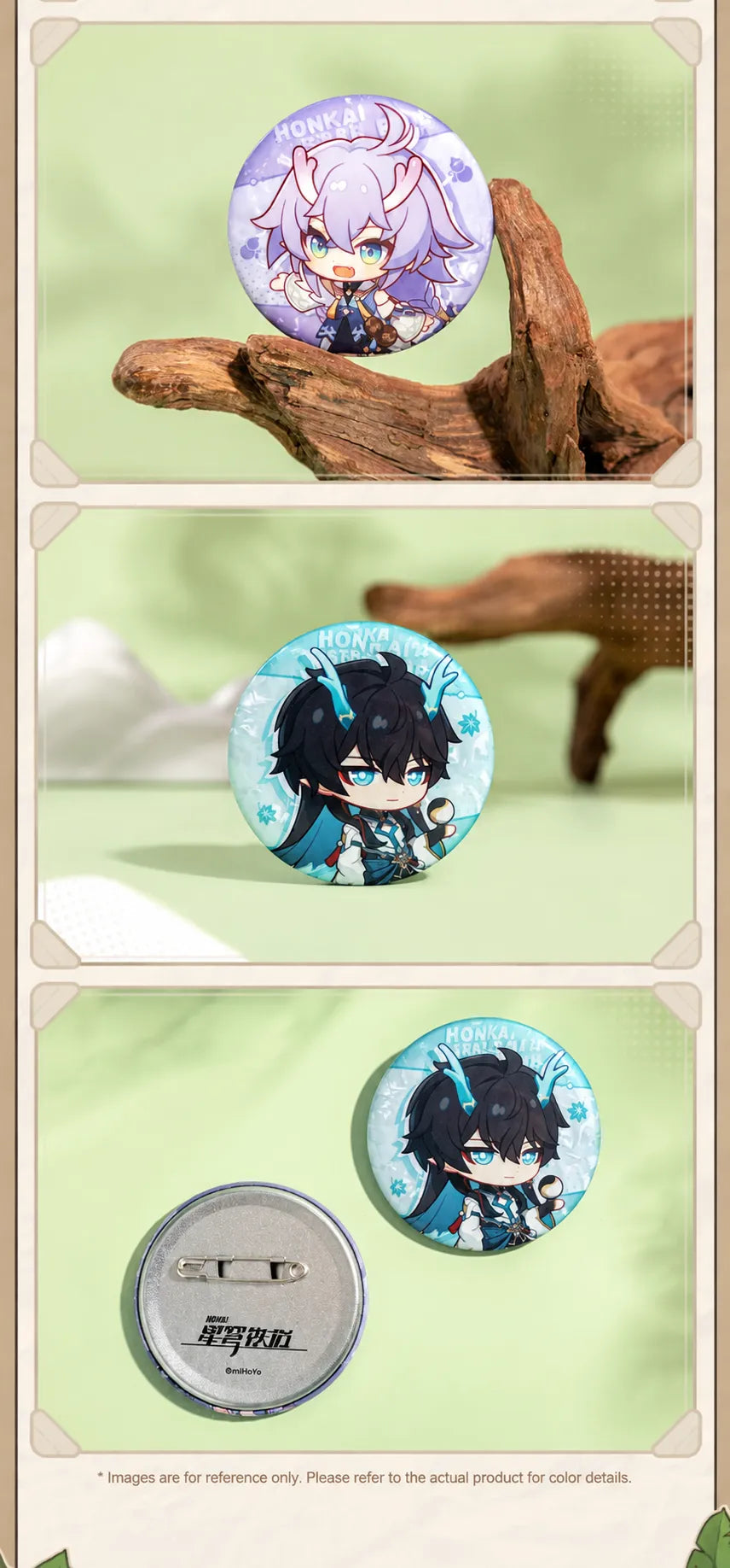 Bailu and Dan Heng • Imbibitor Lunae Chibi Tinplate Badges product display
