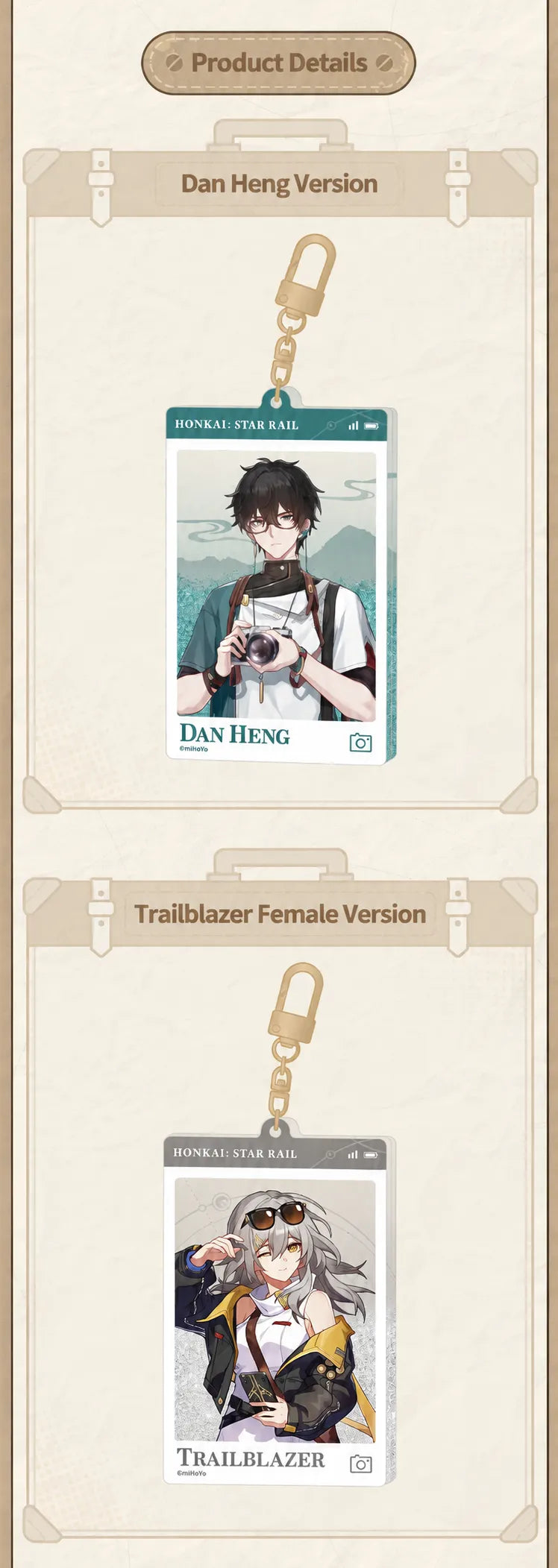 Dan Heng and Trailblazer Female Flowing Sand Acrylic Charm details