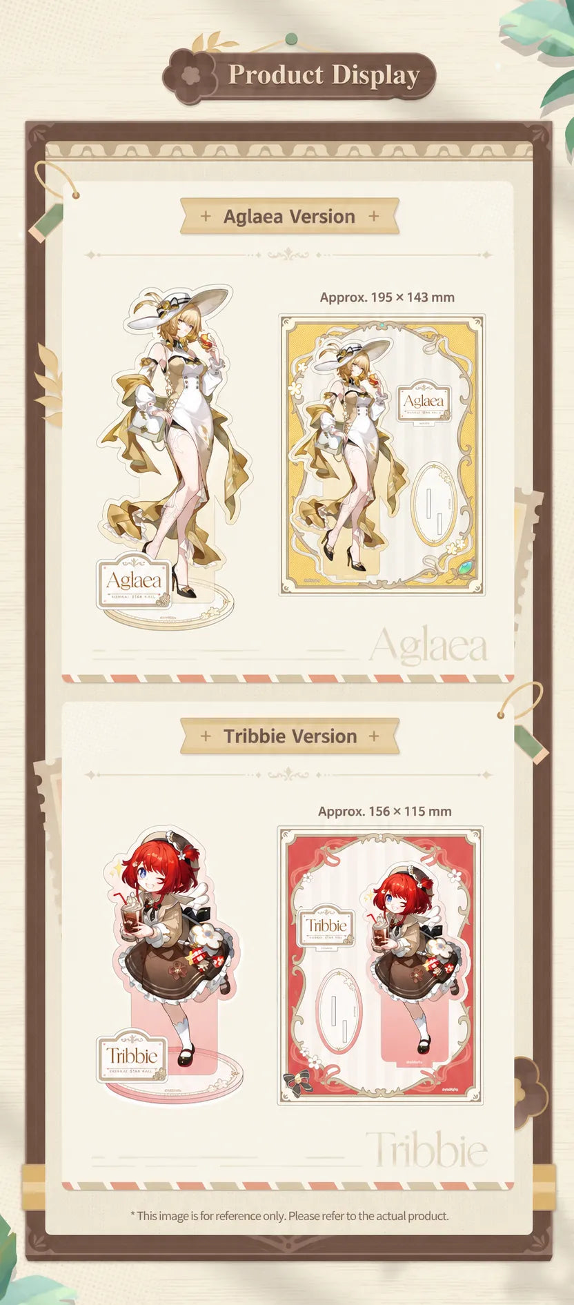 Express Travel Notes Aglaea and Tribbie Acrylic Standee display