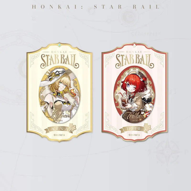 Honkai: Star Rail Express Travel Notes Tribbie and Aglaea Tinplate Badges