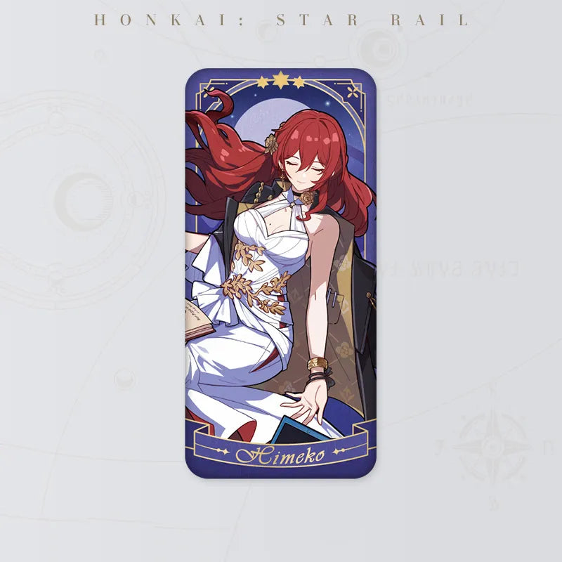 Honkai Star Rail Himeko Fable of the Stars Series tinplate badge featuring elegant red-haired character artwork