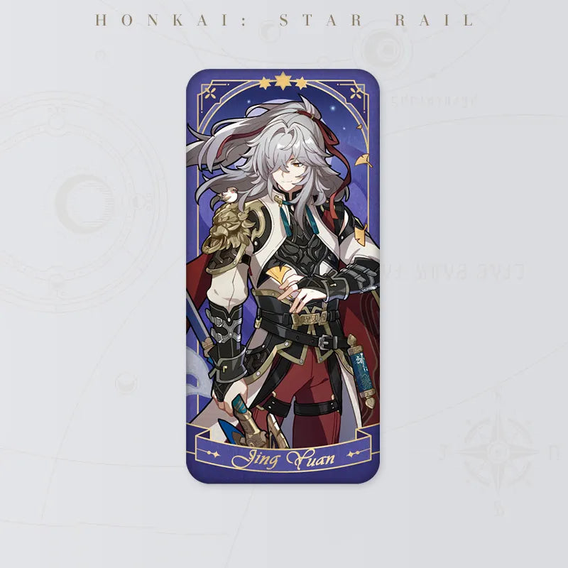 Honkai Star Rail Jing Yuan Fable of the Stars Series tinplate badge featuring silver-haired character artwork