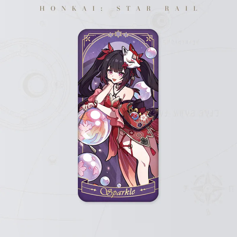 Honkai Star Rail Sparkle Fable of the Stars Series tinplate badge featuring red outfit and decorative bubbles
