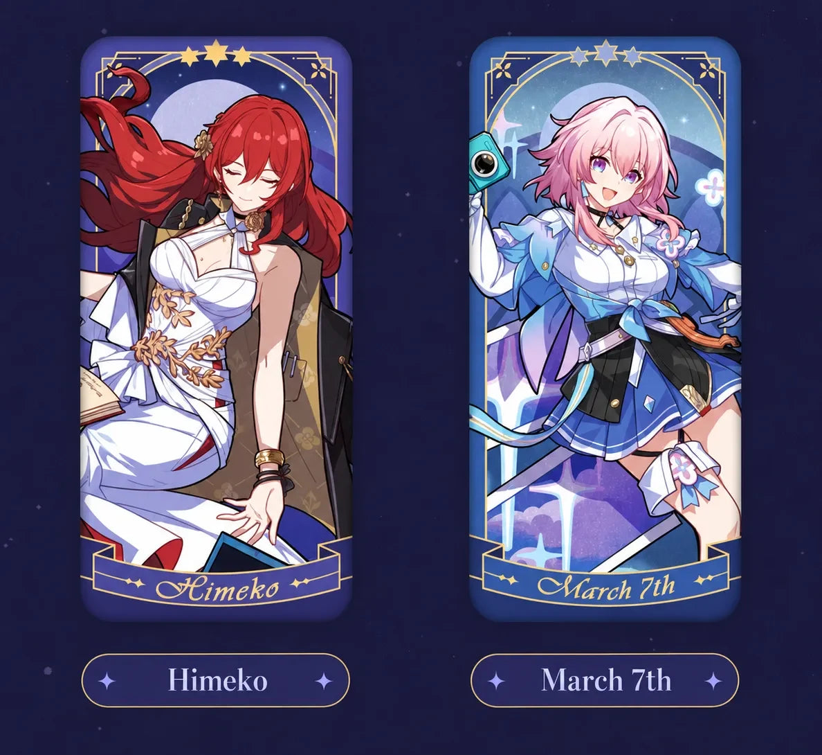 Fable of the Stars Series tinplate badges featuring Himeko and March 7th