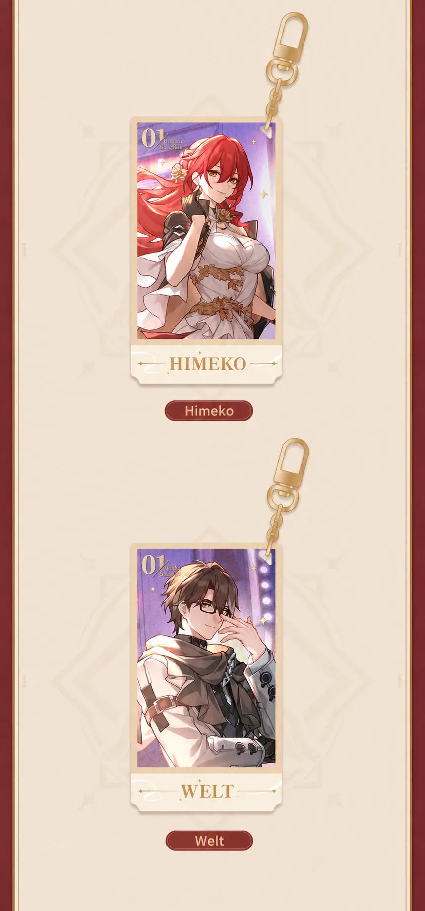 Festive Gifts Series Acrylic Charms featuring Himeko and Welt
