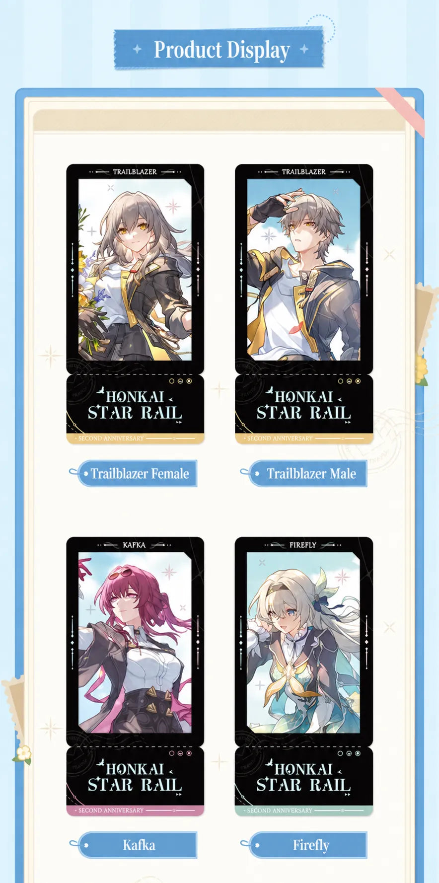 Festive Gifts Series Film-Style Cards featuring Trailblazer Female, Trailblazer Male, Kafka, and Firefly