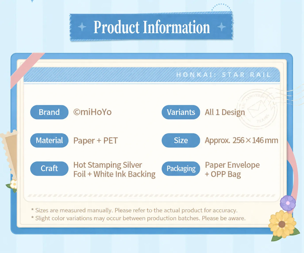 Honkai: Star Rail Seaside PET Shikishi Art Board product specifications and materials