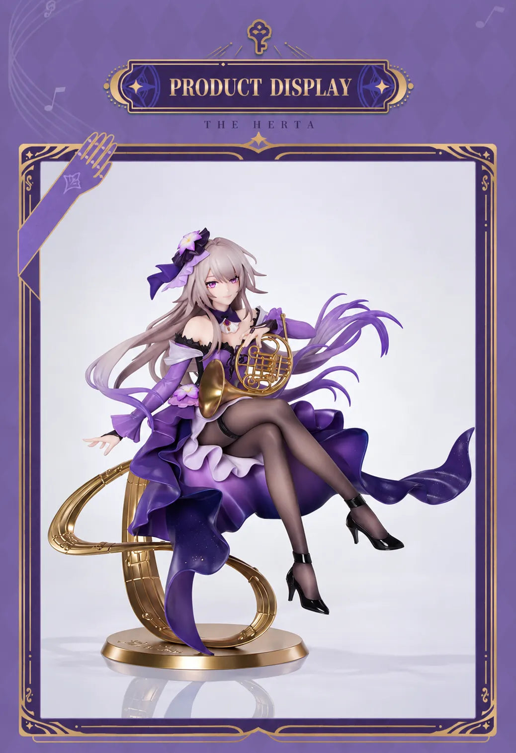 The Herta LIVE Ver. figure displayed with golden musical base