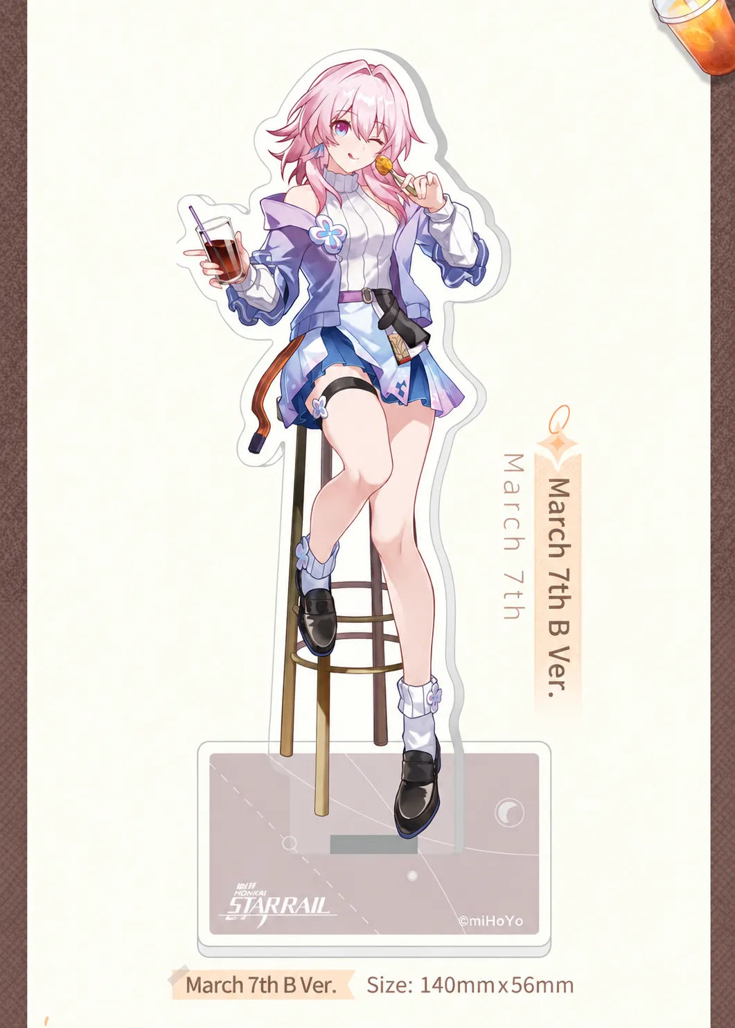 Gourmet Sailing Series March 7th B Ver. Acrylic Standee with casual outfit, stool and dimensions