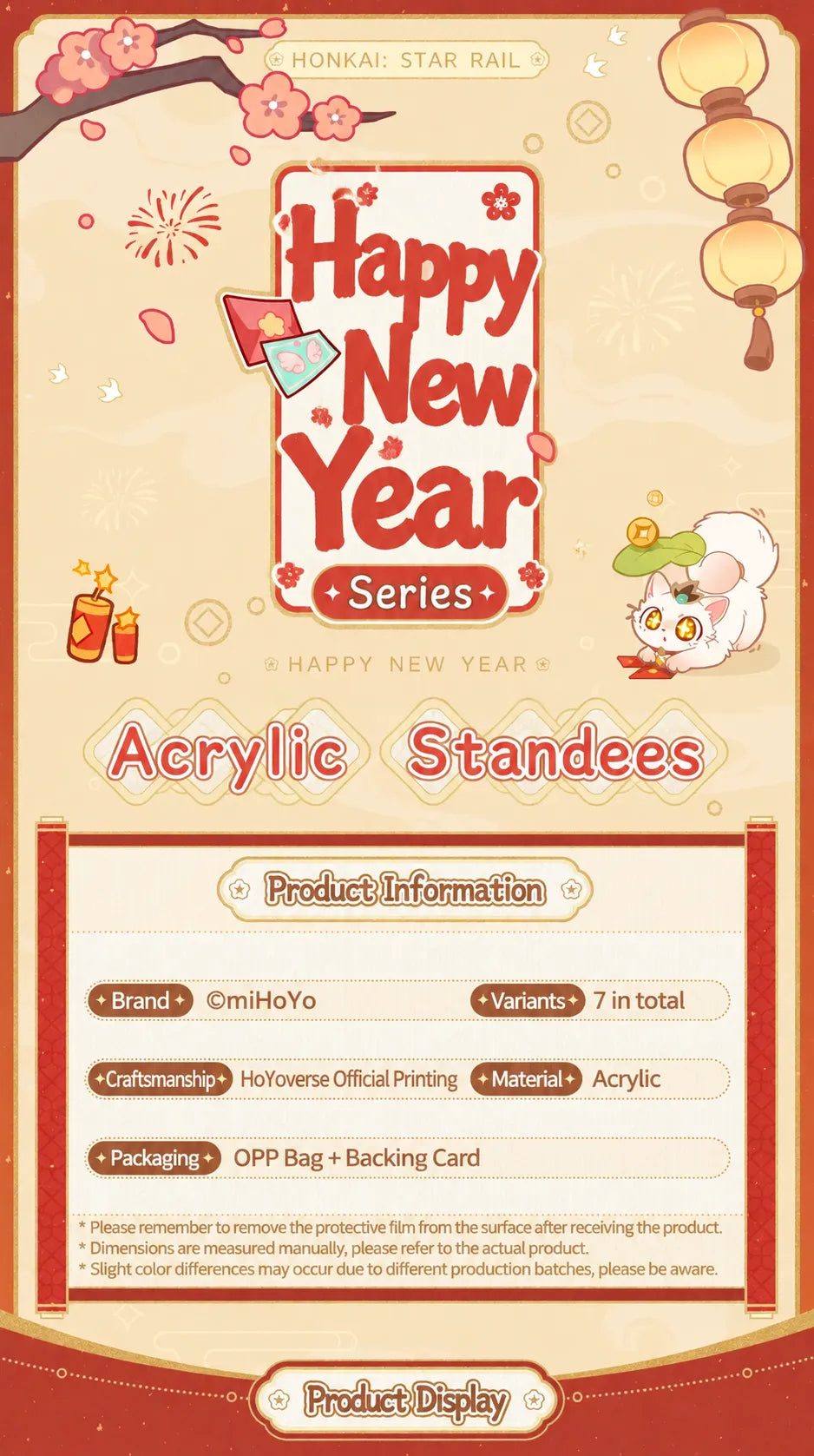Happy New Year Series acrylic standee product specifications and festive design