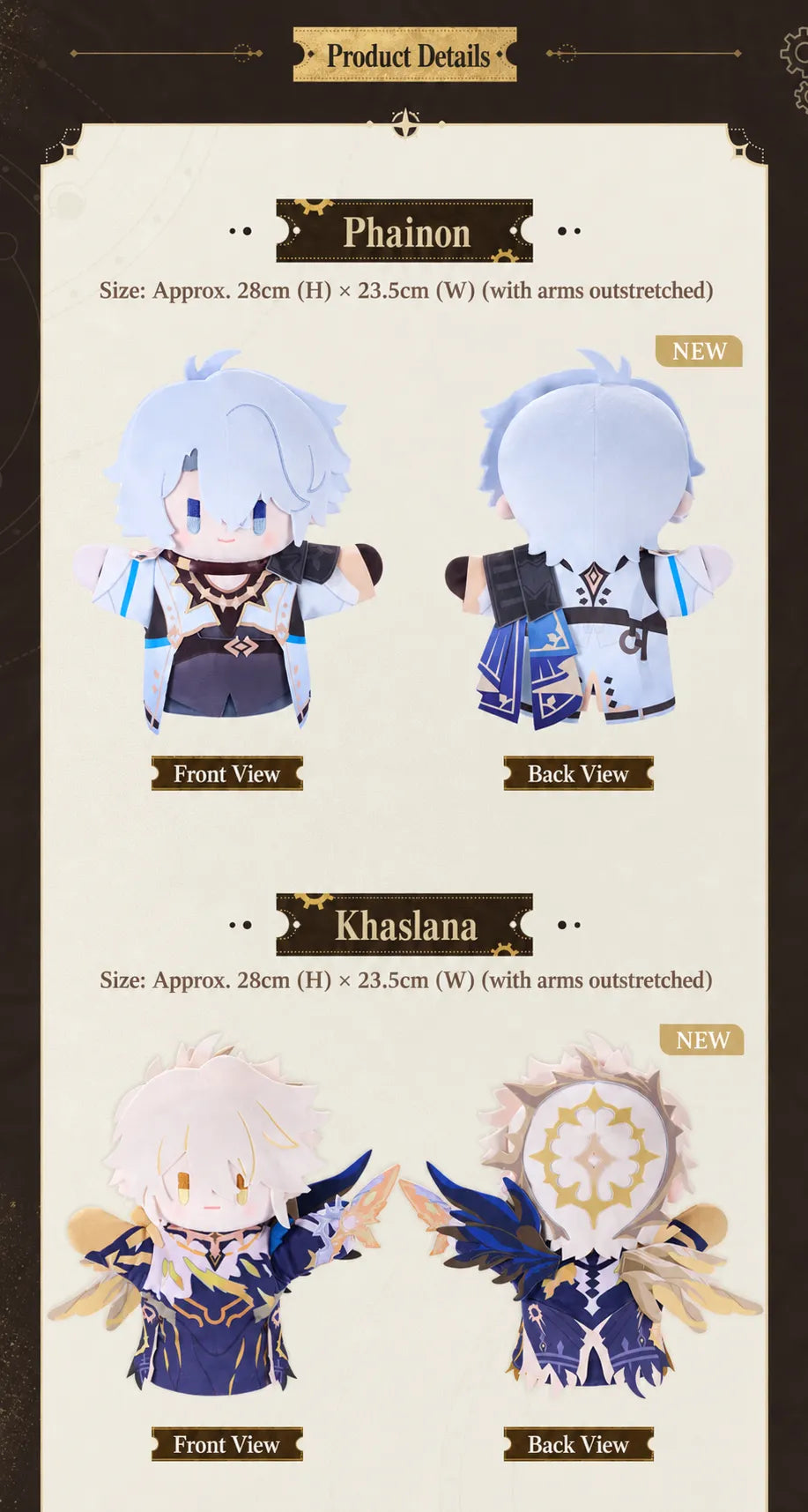 Phainon and Khaslana plush puppet front and back views