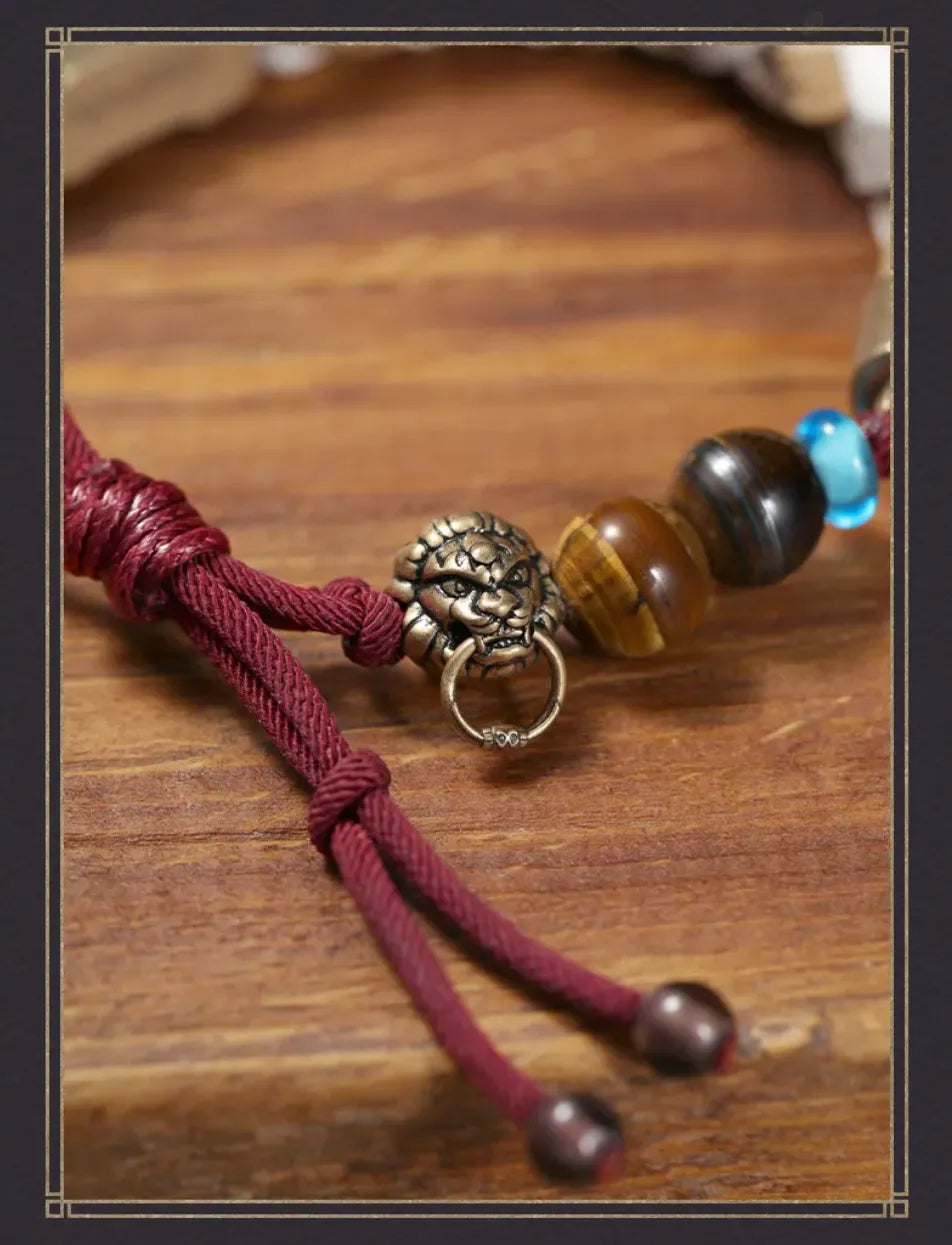 Close-up of the bracelet's adjustable braided cord
