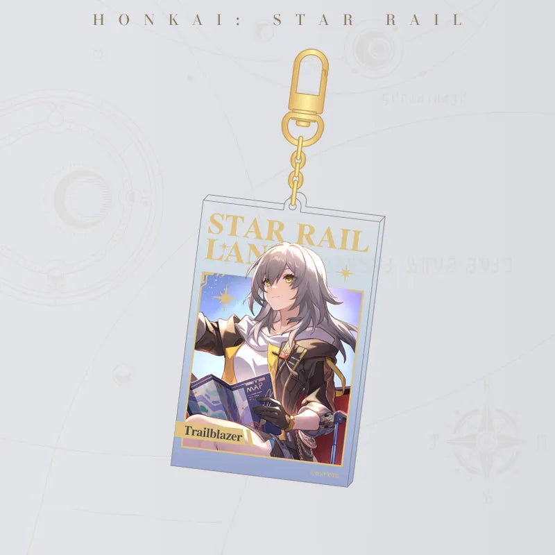 Honkai Star Rail LAND Series Trailblazer Stelle acrylic charm with gold-tone clasp and character artwork