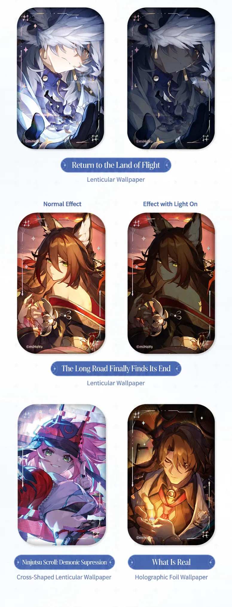 Honkai: Star Rail Light Cone badge designs featuring Feixiao and Rappa