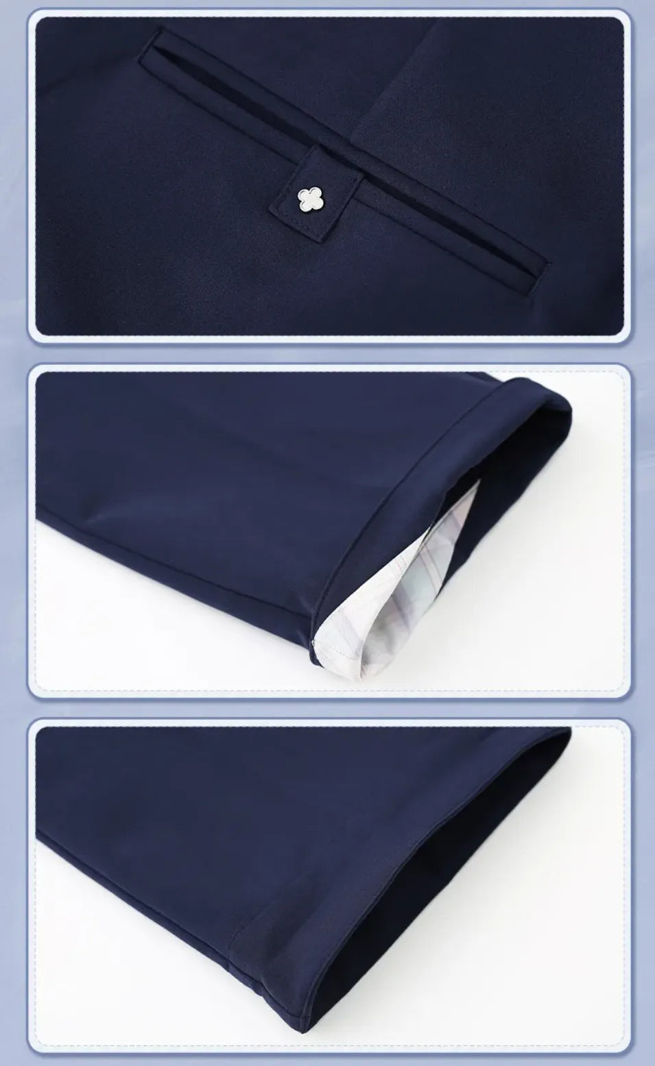 March 7th navy pants straight-leg cut and stitching