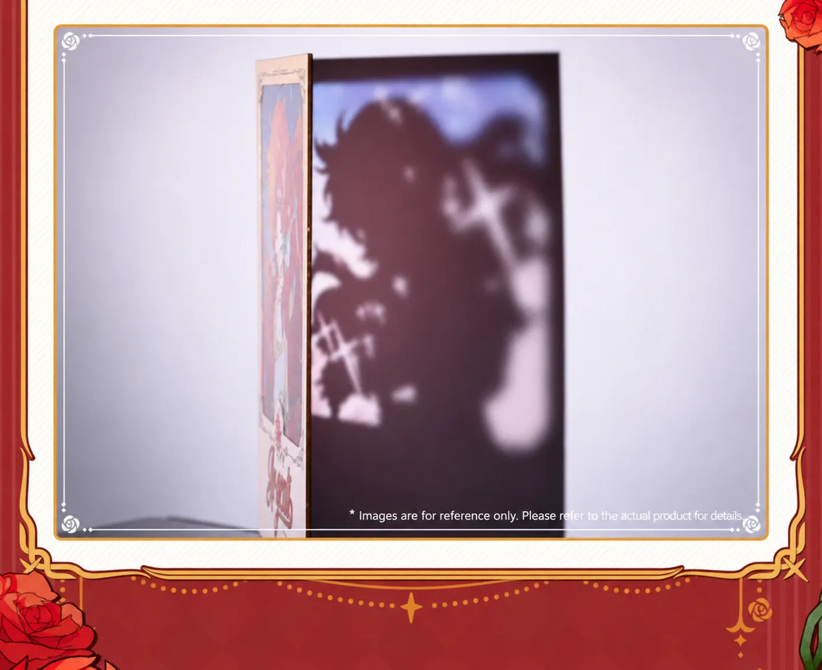 Argenti collectible card shown from the side with a character silhouette shadow