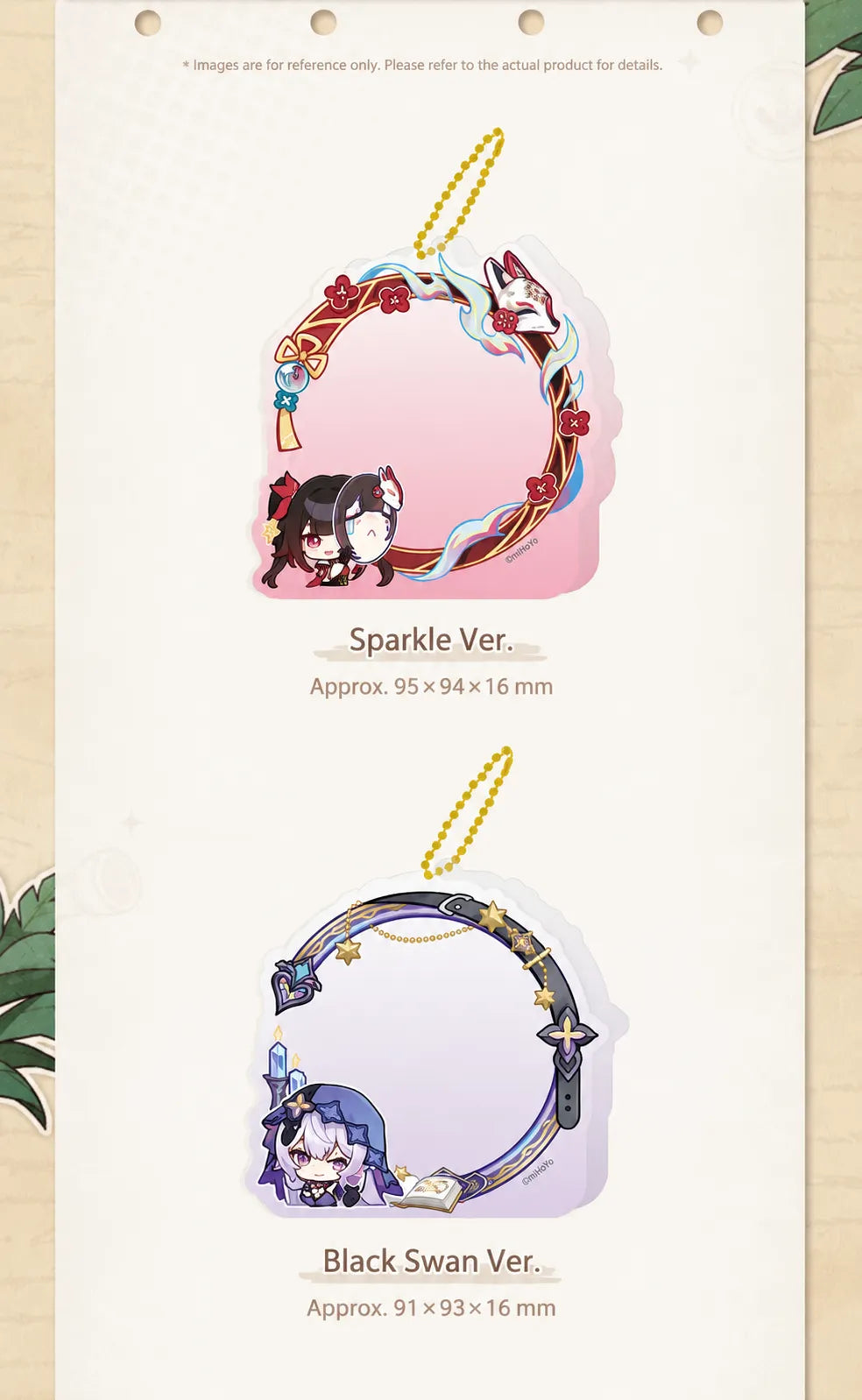 Sparkle and Black Swan Acrylic Badge Display Cases with character-themed frames