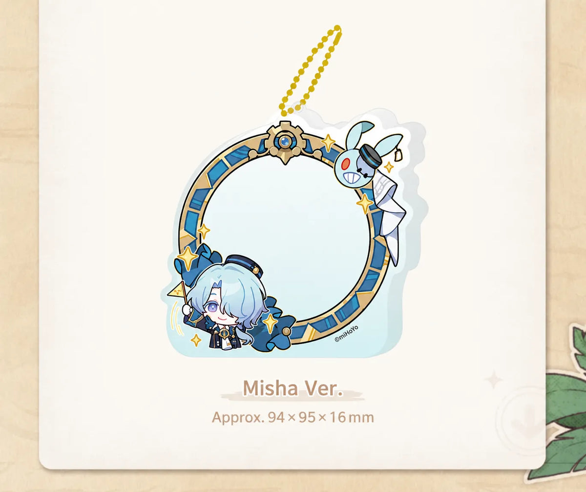 Misha Acrylic Badge Display Case with blue and gold decorative frame
