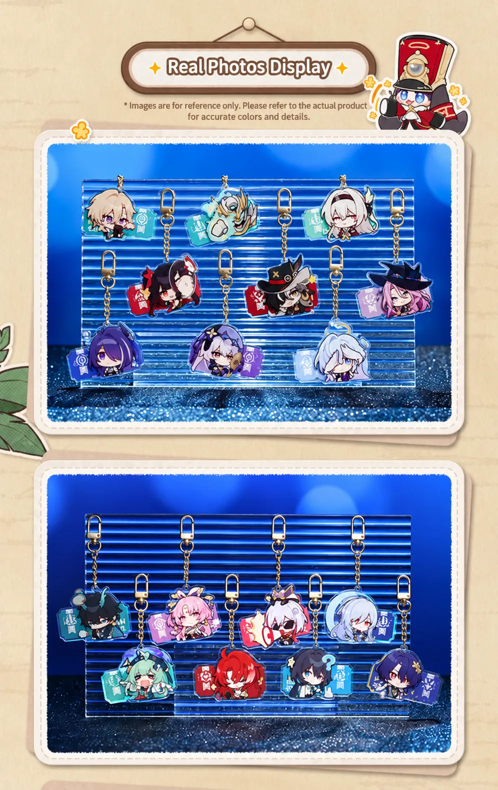 Honkai: Star Rail Pom-Pom Gallery Acrylic Charms character display