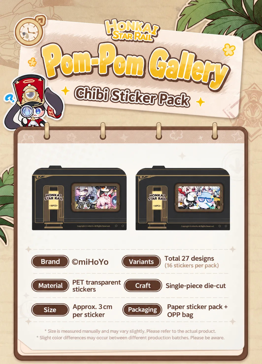 Honkai: Star Rail Pom-Pom Gallery Chibi Sticker Pack designs and product details