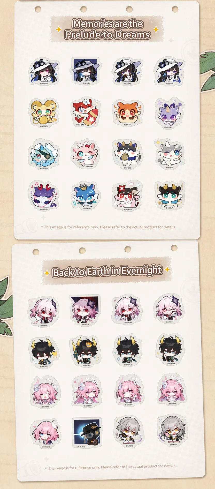 Honkai: Star Rail Pom-Pom Gallery Memories are the Prelude to Dreams and Back to Earth in Evernight sticker designs