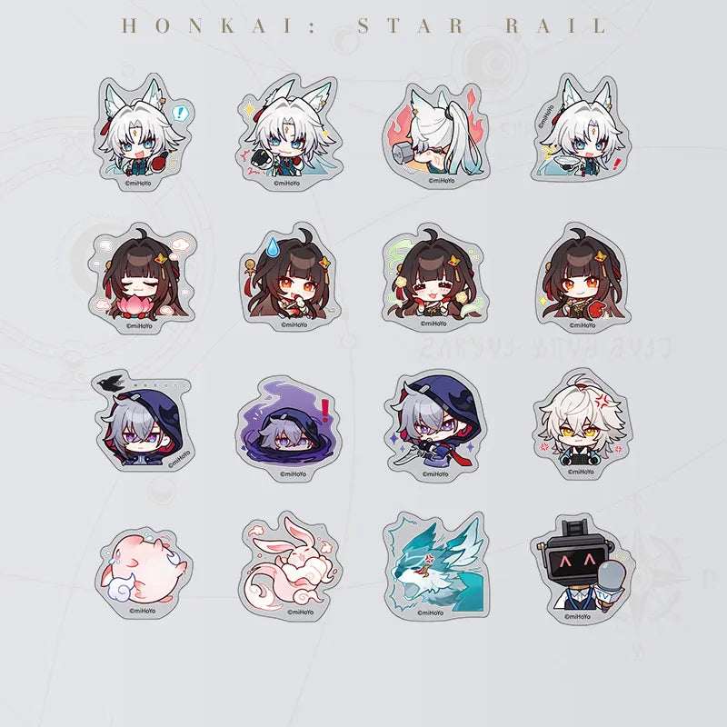 Honkai: Star Rail Pom-Pom Gallery Flying Aureus Shot to Lupine Rue Chibi Sticker Pack