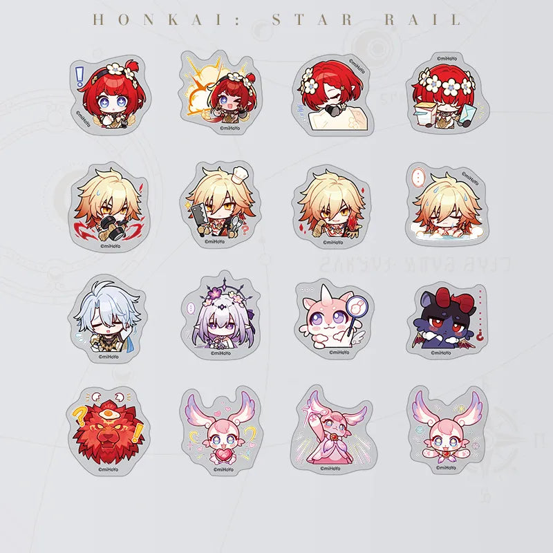 Honkai: Star Rail Pom-Pom Gallery Light Slips the Gate, Shadow Greets the Throne Chibi Sticker Pack