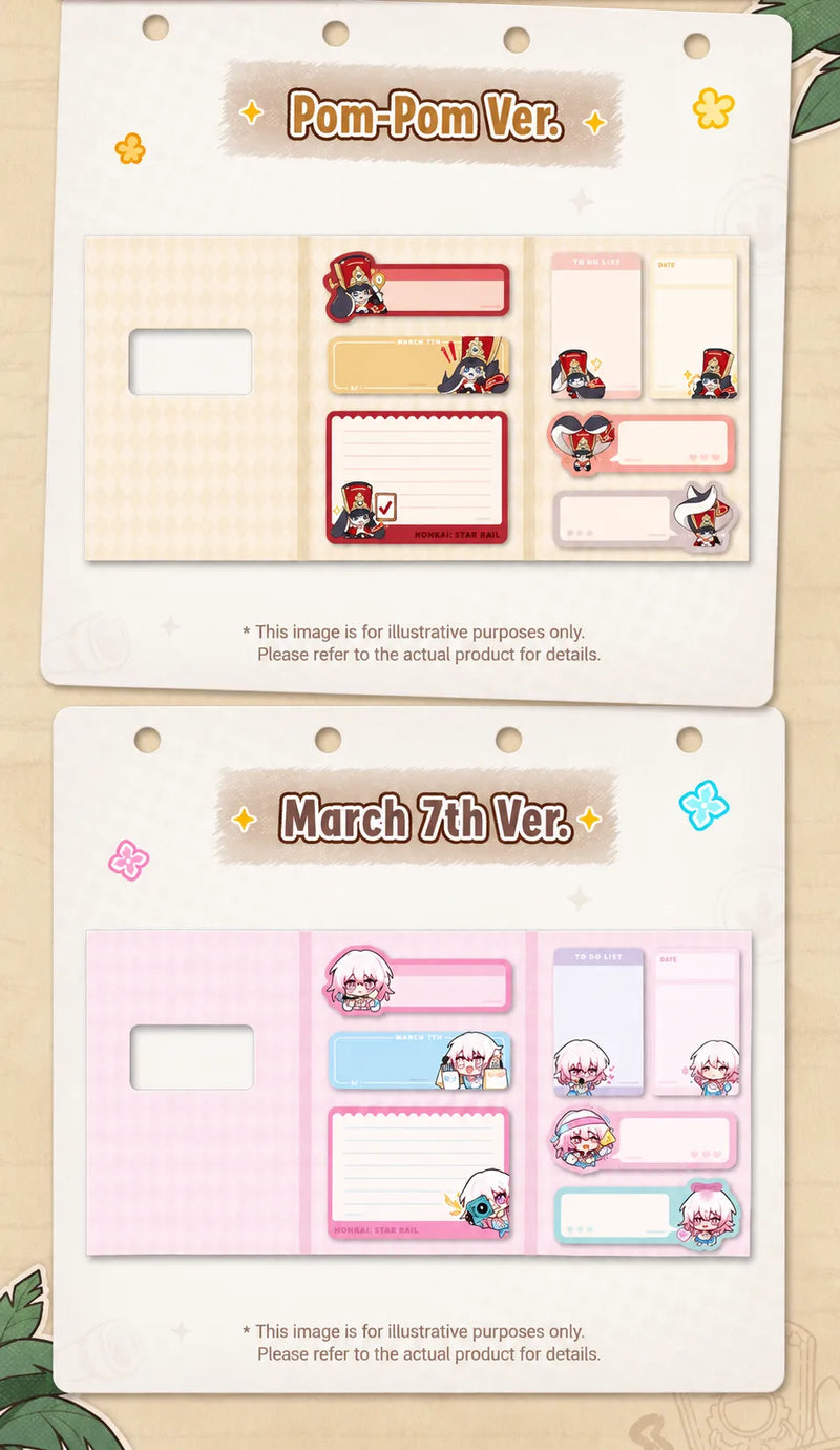 Honkai: Star Rail Pom-Pom Gallery Chibi Sticky Note Set Pom-Pom and March 7th designs
