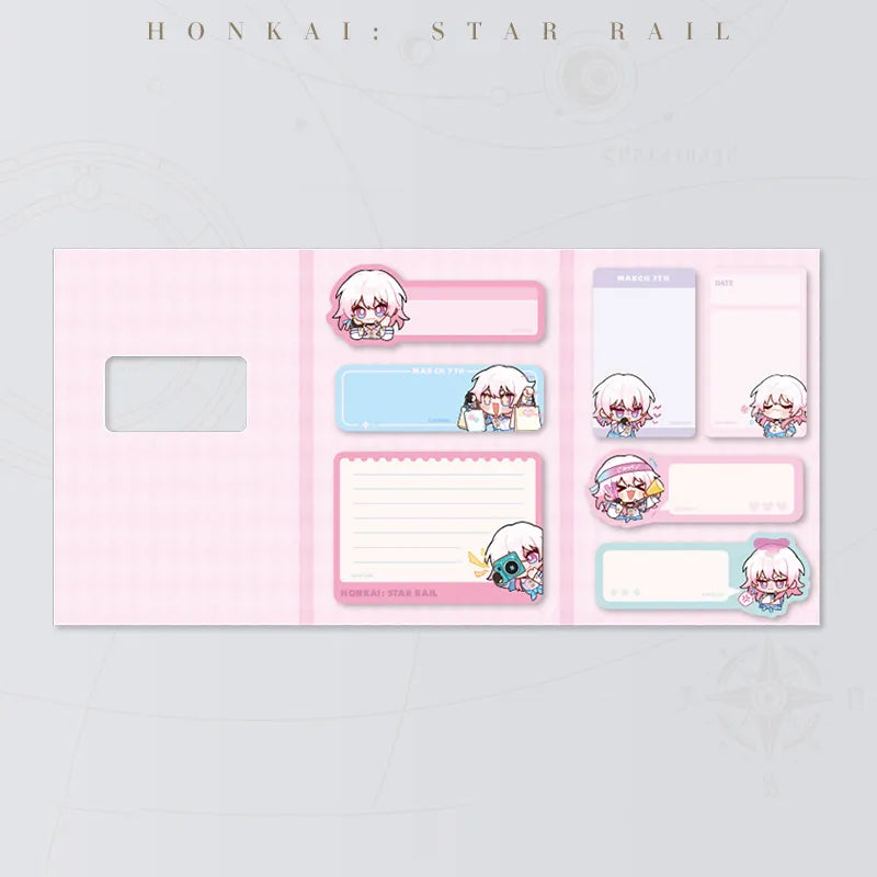 Honkai: Star Rail Pom-Pom Gallery Chibi Sticky Note Set featuring March 7th