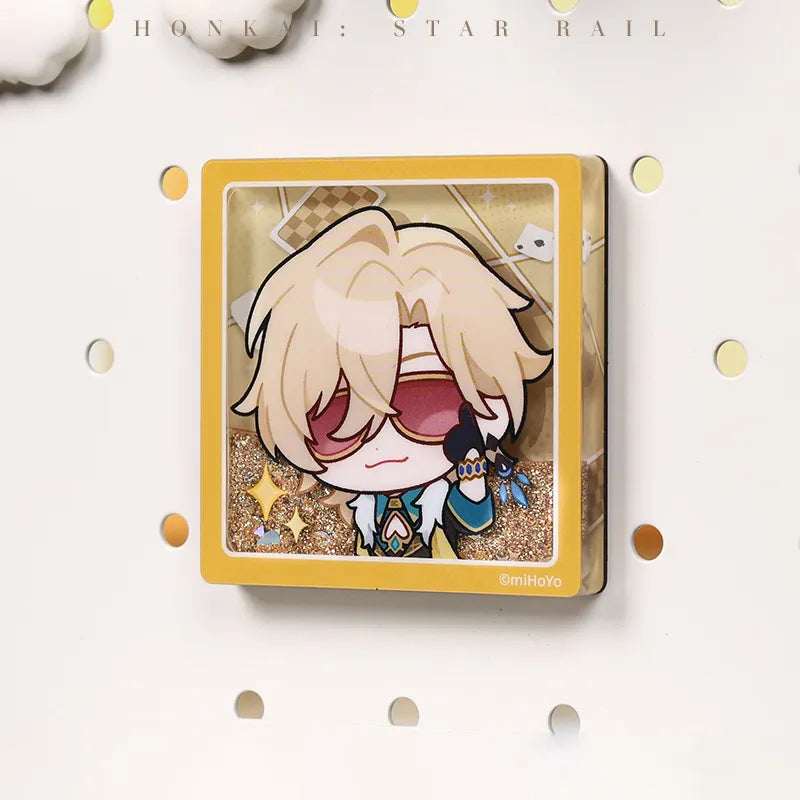 Honkai: Star Rail Pom-Pom Gallery Flowing Sand Acrylic Fridge Magnet collection display