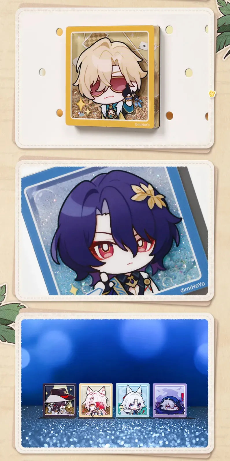 Honkai: Star Rail Pom-Pom Gallery Flowing Sand Acrylic Fridge Magnets close-up product display