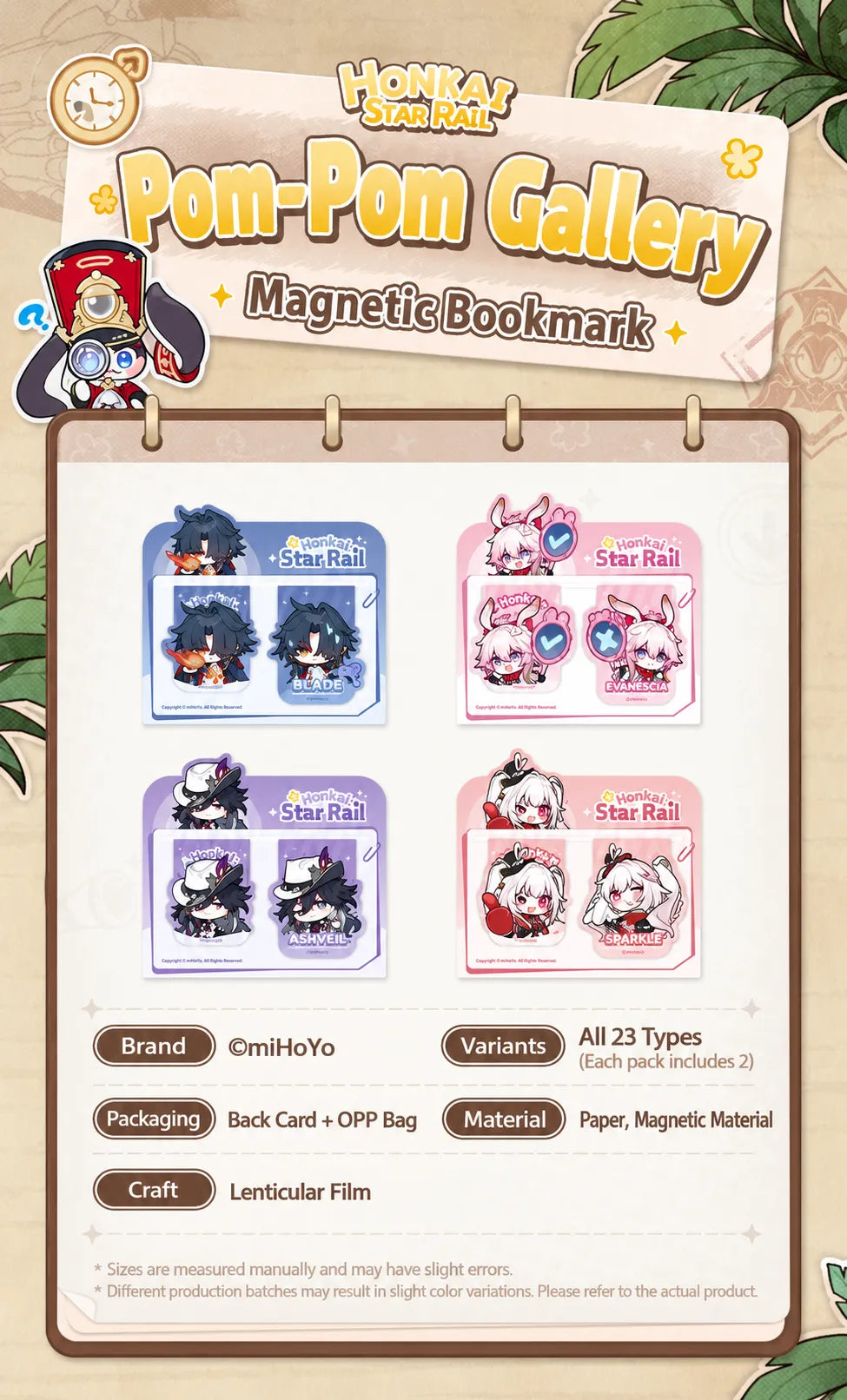Honkai: Star Rail Pom-Pom Gallery Magnetic Bookmark product specifications