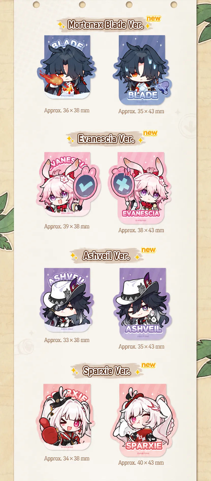 Pom-Pom Gallery Magnetic Bookmarks featuring Mortenax Blade, Evanescia, Ashveil, and Sparxie