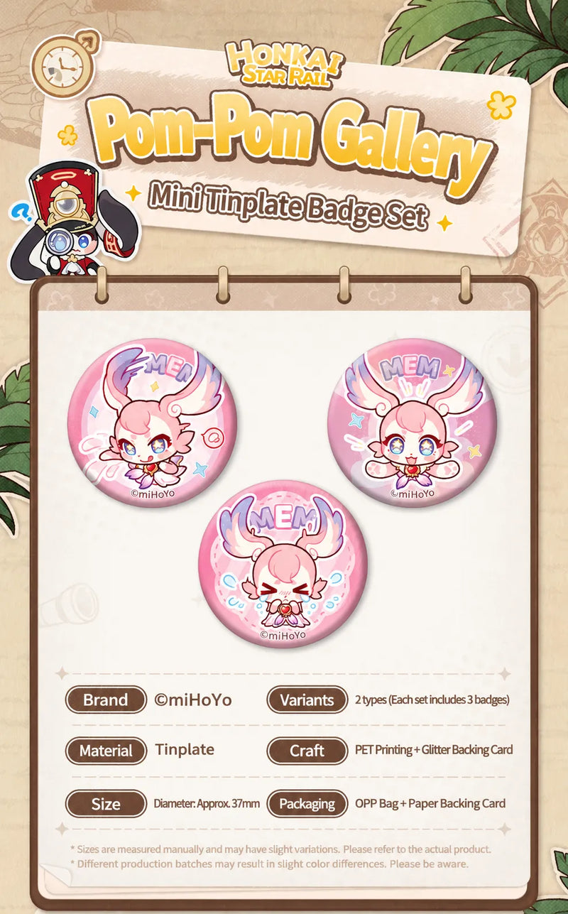 Honkai: Star Rail Pom-Pom Gallery Mini Tinplate Badge Set product specifications