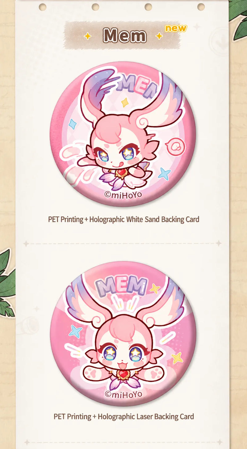 Honkai: Star Rail Pom-Pom Gallery Mem Mini Tinplate Badges with decorative backing finishes