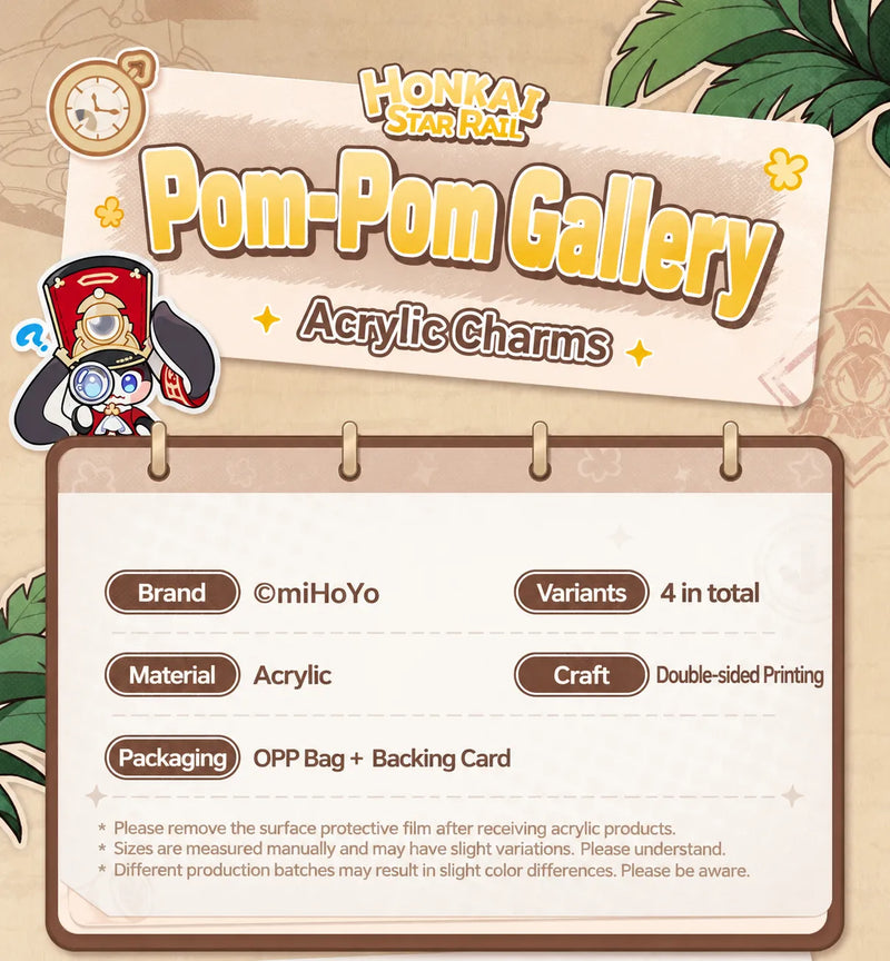 Honkai: Star Rail Pom-Pom Gallery Acrylic Charms product specifications