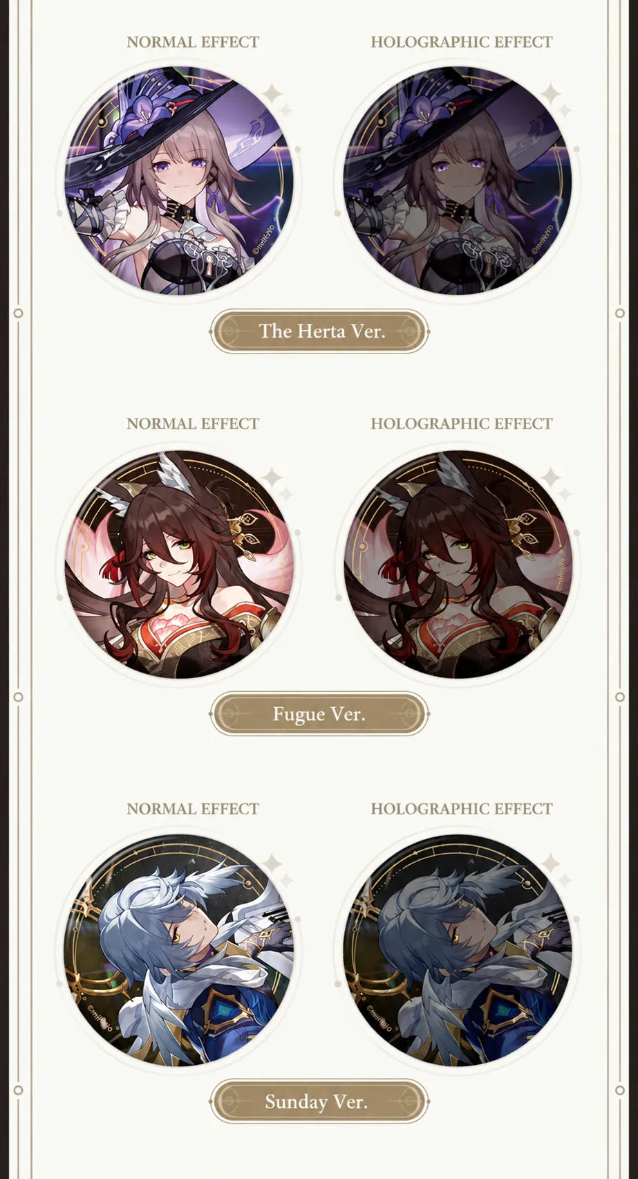 The Herta, Fugue and Sunday badge effect comparisons