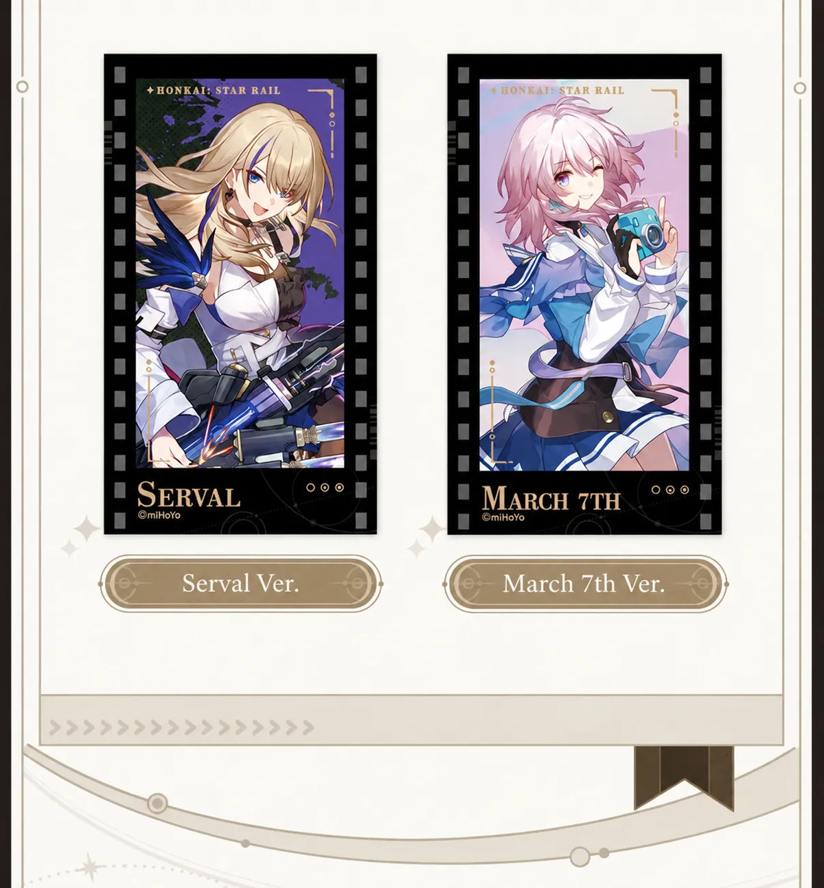 Filmstrip Cards featuring Serval and March 7th