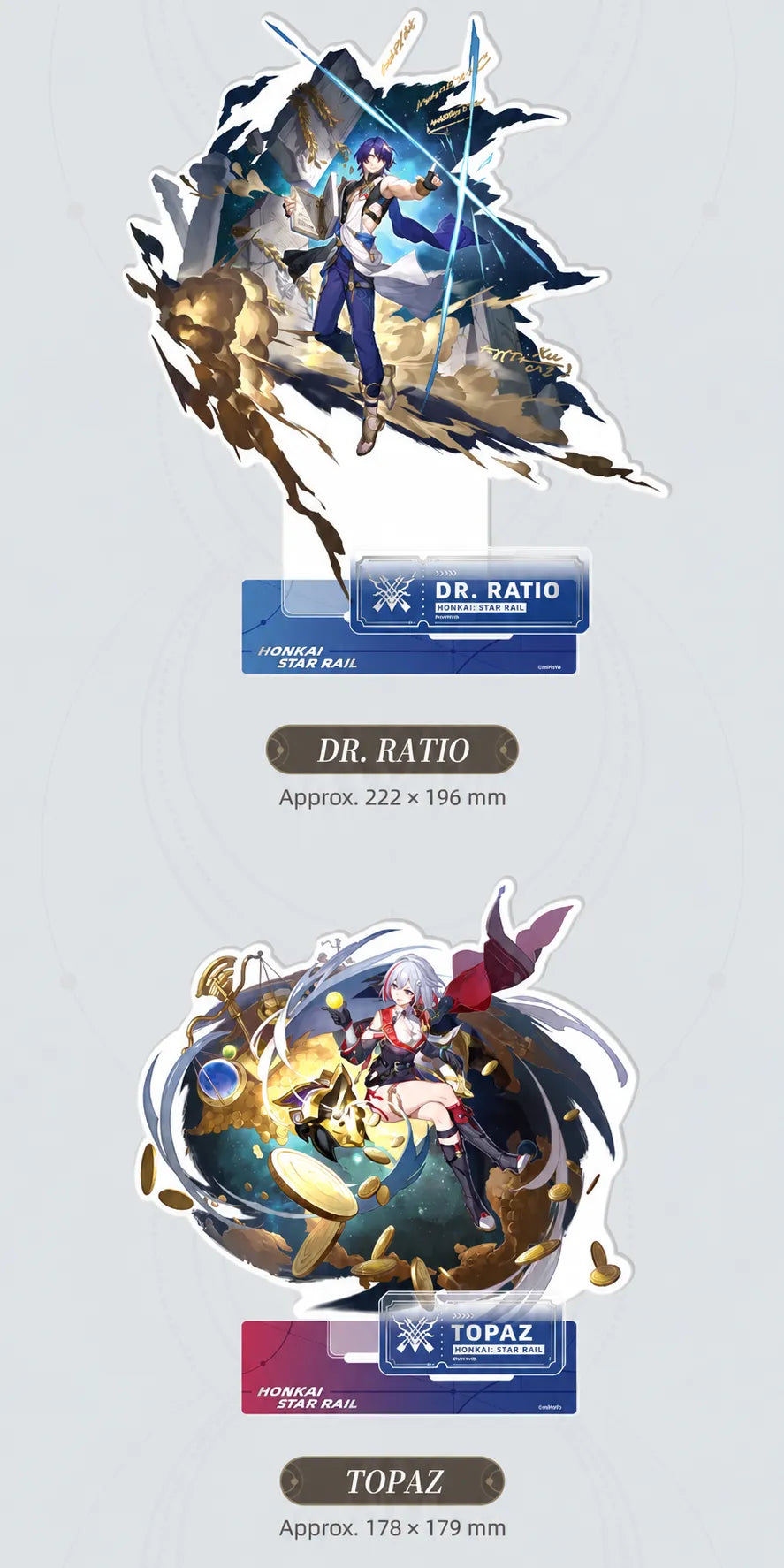 Dr. Ratio and Topaz The Hunt acrylic standees with display bases